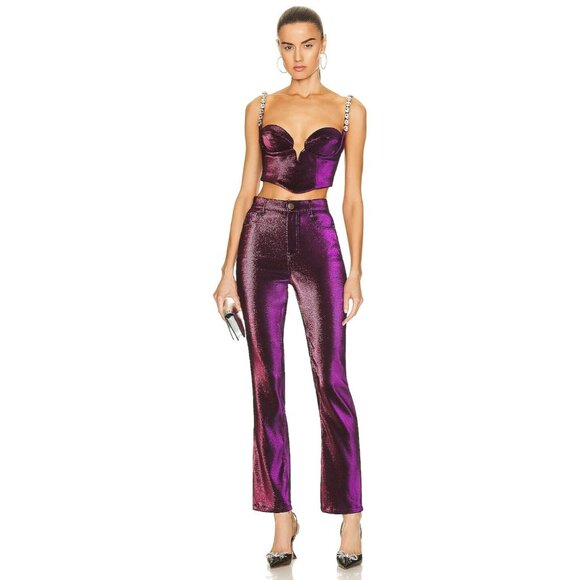 AREA Mussel Cup Bustier Top in Purple Metallic - Picture 3 of 4
